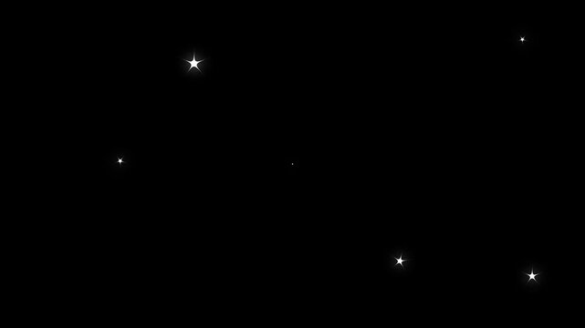 Twinkling star, vector glowing star light effect doodle blinking stars chroma key effects style chroma Key, twinkling stars blinking animation on black screen background. 4k