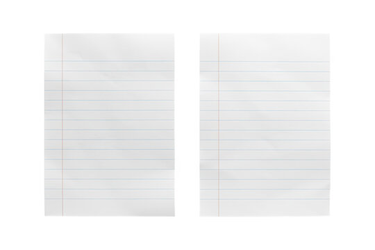 Pair of clean ruled notebook pages with red margins