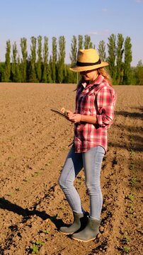 Farmer in the field. Selective focus.