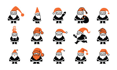 Fototapeta premium Set of cute santa claus icons for christmas design