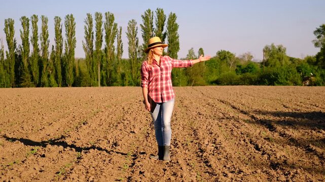 Farmer in the field. Selective focus.