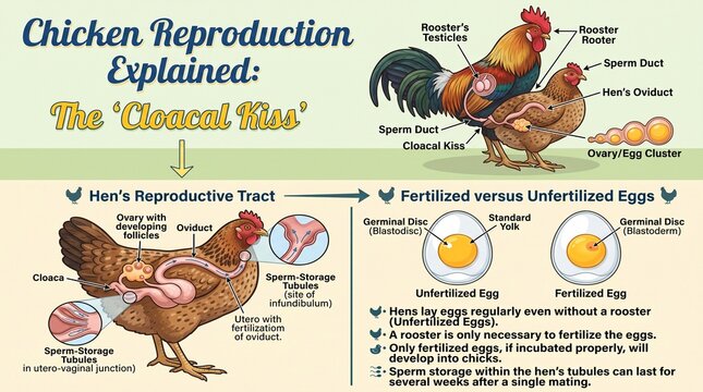 Chicken Reproduction and Cloacal Kiss Biology Infographic