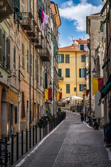 Fototapeta premium Traditional colorful Mediterranean houses in the Old Town of Ventimiglia, Italy