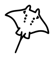Hand-drawn stingray vector icon with spotted pattern, simple black line illustration of manta ray fish creature flat design minimal outline drawing graphic - detailed commercial stock imagery with © MSTRUZI