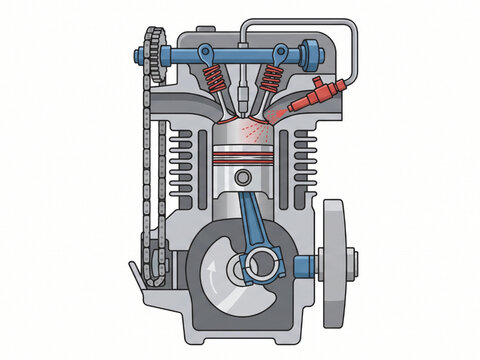vector illustration of an diesel engine system