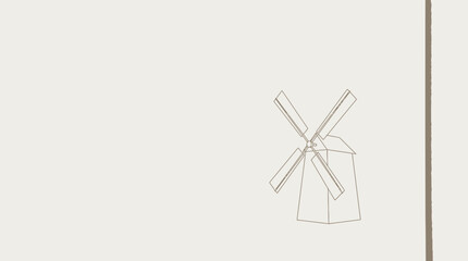 Obraz premium Traditional windmill rural line art illustration.