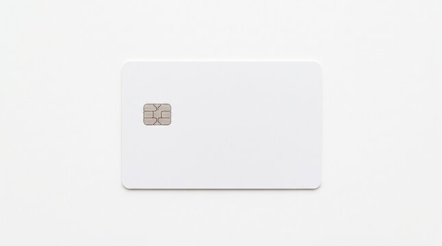 Blank White Credit Card with Chip on White Background