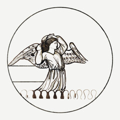 Obraz premium Angel vector illustration, remixed from artworks by Sir Edward Coley Burne-Jones