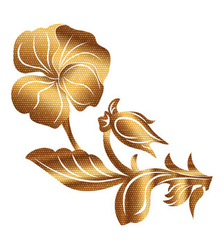 t-shirt print design, illustration of floral leaf t-shirt design. abstract golden color graphic design for apparel clothing . transparent PNG for light and dark color background.