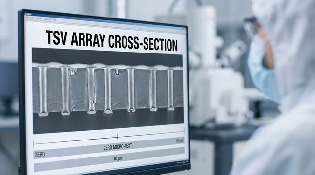 Scanning Electron Microscope SEM Displaying Through Silicon Via TSV Array