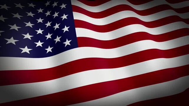 US America Waving Flag Side Perspective View With Soft Vignette Effect Motion Background