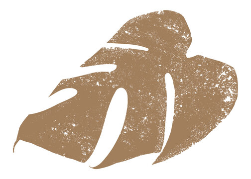 Brown leaf png collage element, botanical stamp on transparent background