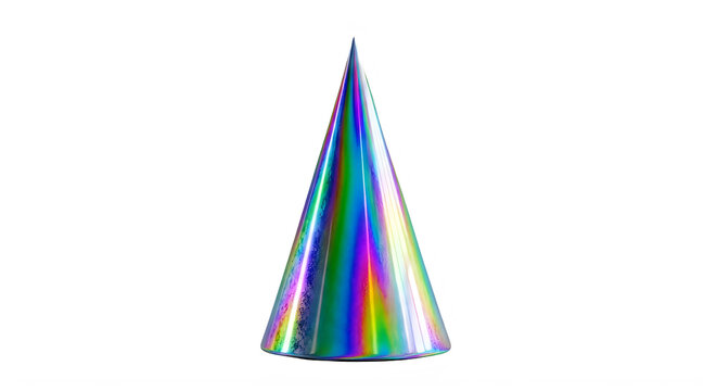 Colorful striped party cone decoration isolated on transparent background