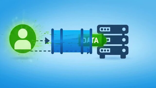digital padlock secures personal user data against cyber criminal attacking data server in virtual cloud computing environment illustrated with glowing blue graphic network elements