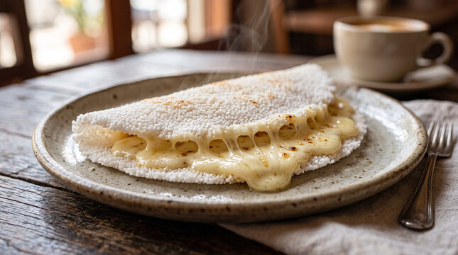 Tapioca Nordestina stuffed with cheese, Brazilian food