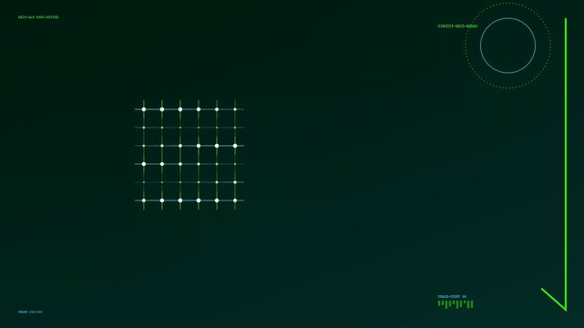 Lattice dynamics displayed through a glowing matrix of circular points and linear connectivity lines captured in a synchronized digital interface sequence for modern motion graphics