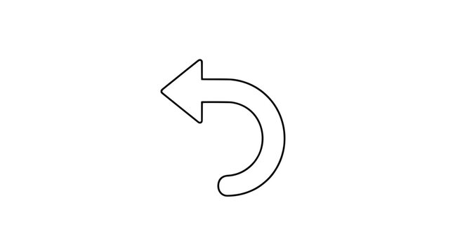 Undo arrow icon, curved counterclockwise pointing backward return symbol, simple outline line art illustration, vector graphic for web design, user interface element, back navigation button
