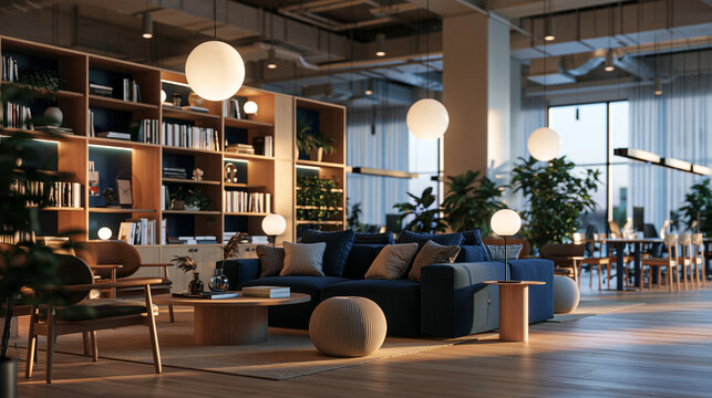 Modern Open Space Office Lounge with Comfortable Sofa