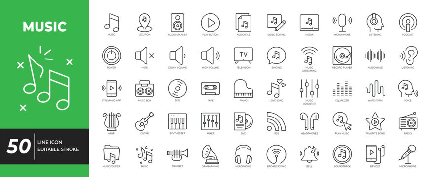 music icon set. vector illustration