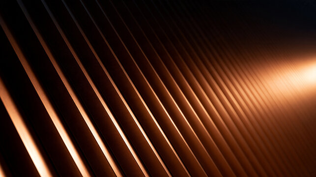 Abstract Geometric Metallic Slats with Warm Glowing Light