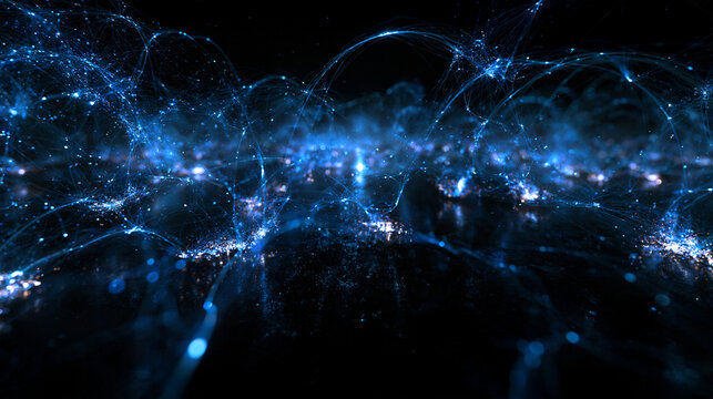 Abstract Futuristic Digital Network with Glowing Blue Nodes