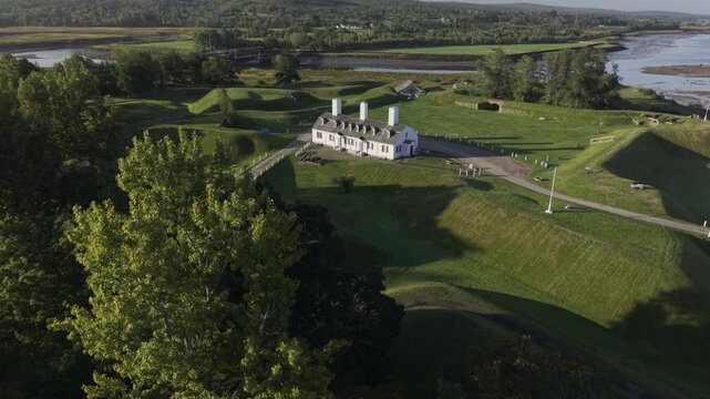 Fort Anne, Parks Canada National Historic Site - British colonial military outpost captured from the French and Mi&rsquo;kmaq Nation. Annapolis Royal, Nova Scotia MAXQUAL PRORES422HQ 4K HLG HDR BT.2020/2100