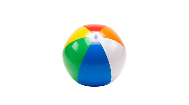 Colorful inflatable beach ball. Isolated toy for summer vacation and pool party games.