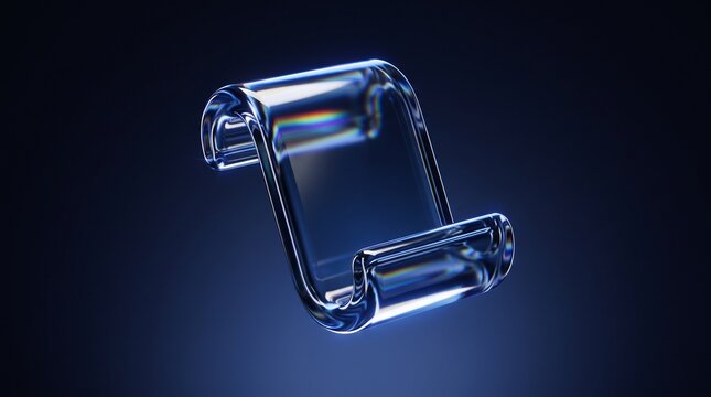 Glossy blue scroll icon with rounded corners and refractive highlights