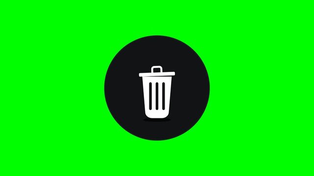 Minimalist Trash Can Opening on Green Screen Chroma Key Background
