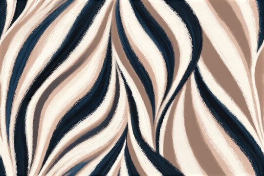 Vector illustration of seamless sea blue stripes pattern with navy brush strokes and pastel grunge stripes, created using watercolor paintbrush strokes.