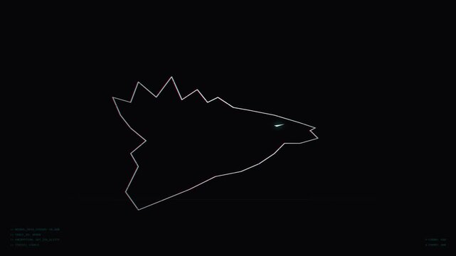 Futuristic Digital Animal Head Outline with Glowing Eye and Glitch Effect