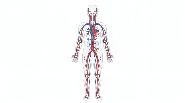 Human circulatory system diagram showing arteries veins and heart anatomy