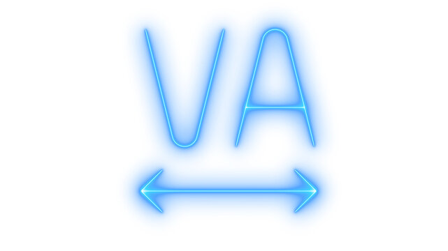 Glowing neon letter spacing or kerning icon isolated on transparent background. Typography tool. Text formatting. Tracking adjustment. Design symbol.