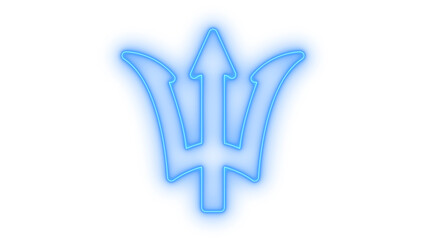 Glowing blue neon trident icon of neptune poseidon greek mythology sea symbol three prong spear for logo and gaming isolated on transparent background vector illustration © MdSamsul1234