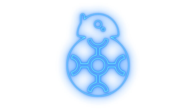 Glowing neon BB8 droid robot icon isolated on transparent background. Sci-fi character. Astromech toy. Futuristic technology symbol. Movie machine.
