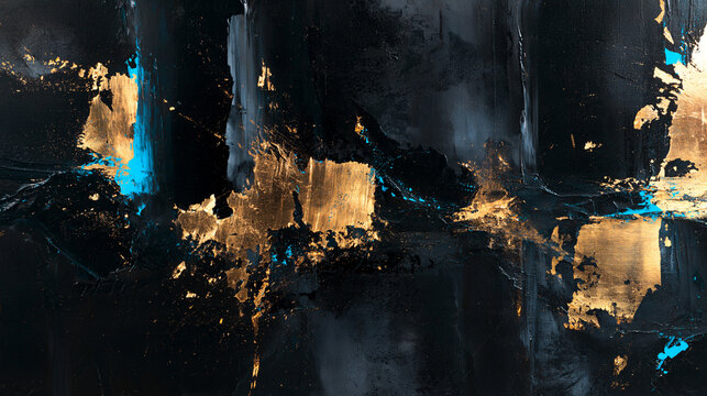 Abstract Black and Gold Oil Painting Texture Background