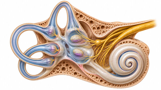 Human Ear Vestibular System Anatomy Medical Illustration