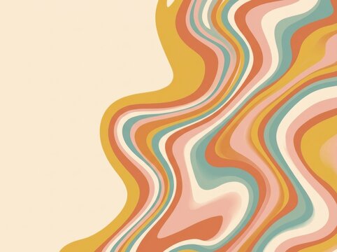 Retro aesthetic seamless pattern featuring groovy liquid wavy stripes, psychedelic checkerboard, and modern colorful terrazzo mosaic