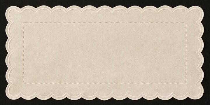 Cream scalloped paper frame with stitched rectangular border