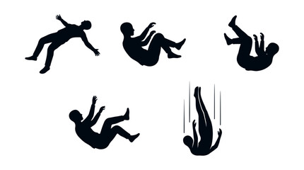 Fototapeta premium Falling Figures Silhouette Sequence Depicting Motion and Descent
