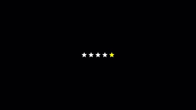 Five Star Rating Review Animation with Sequential Pop and Green Five Star Highlight 4K Alpha Channel