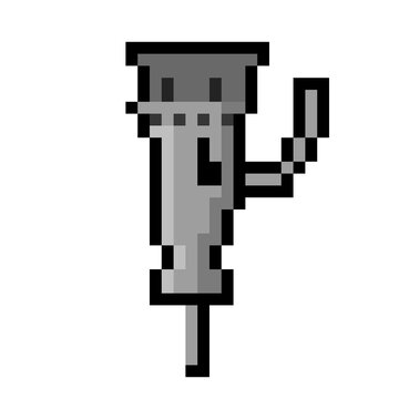 Pixelated Jackhammer Demolition Power Tool Illustration in Vintage Pixel Style