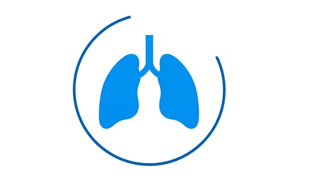 Blue human lung icons animation with circular loading indicators