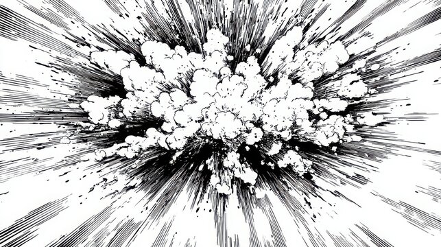 A hand drawn comic book style explosion effect with black with illustration powerful explosion explosion with explosion