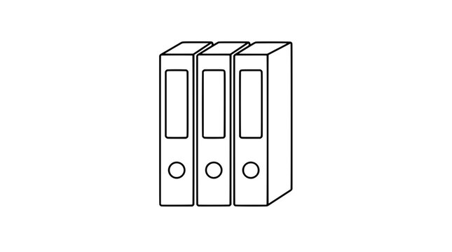 Three Ring Binders with Spine Sleeves Standing in a Row - Minimalist Office Organization Vector Icon Illustration for Filing Systems and Document Storage - professional detailed commercial stock