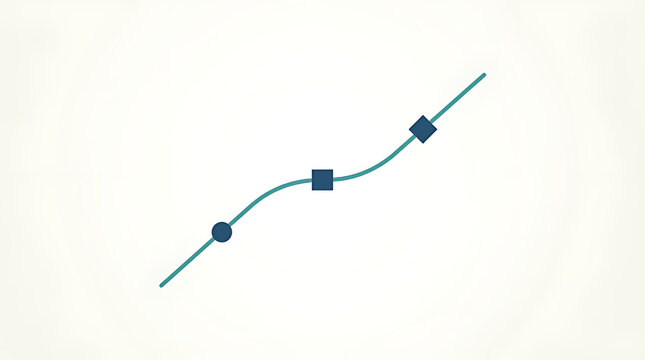 Minimalist abstract vector icon of a curved line with geometric node markers on clean background