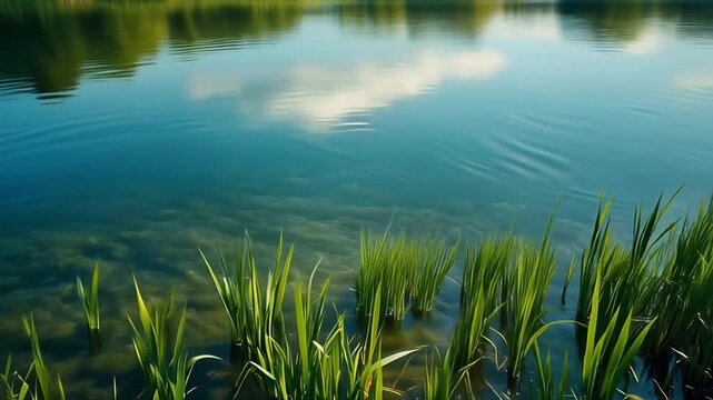 Water reeds with broad upper space Ripples below persistent open space