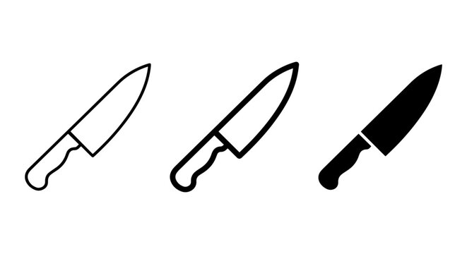 Chef Knife Icons, Kitchen Utensil Vector Set, Culinary Tool Graphics