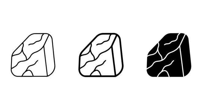 Geology Rock Icons, Stone Vector Set, Mineral Outline Graphics, Natural Element Symbols