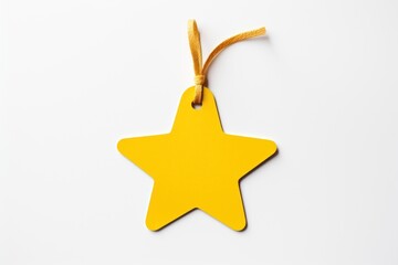Obraz premium Price tag paper label star shape with ribbon yellow symbol white background.